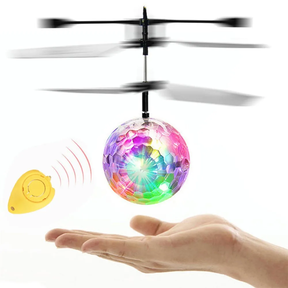 2023 Hot Selling HOSHI Kids Toys Induction Magic Music Flying Ball Colorfu RC Aircraft Glittering Crystal Ball Toys For Gifts