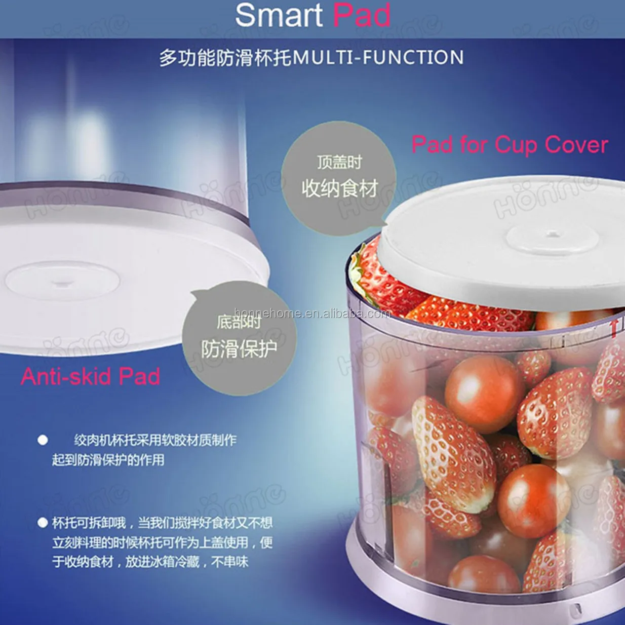 Detachable Instant Electric Mini Food Chopper with 500ml Plastic Bowl