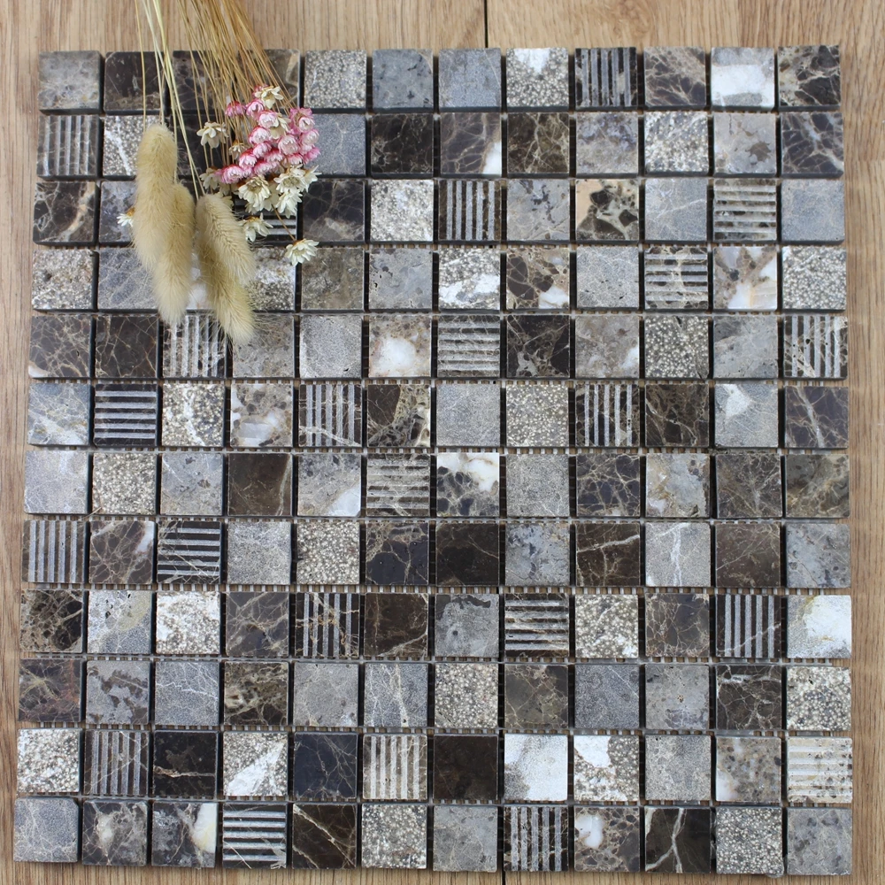 Factory price dark emperador brown marble mosaic tile of China National Standard