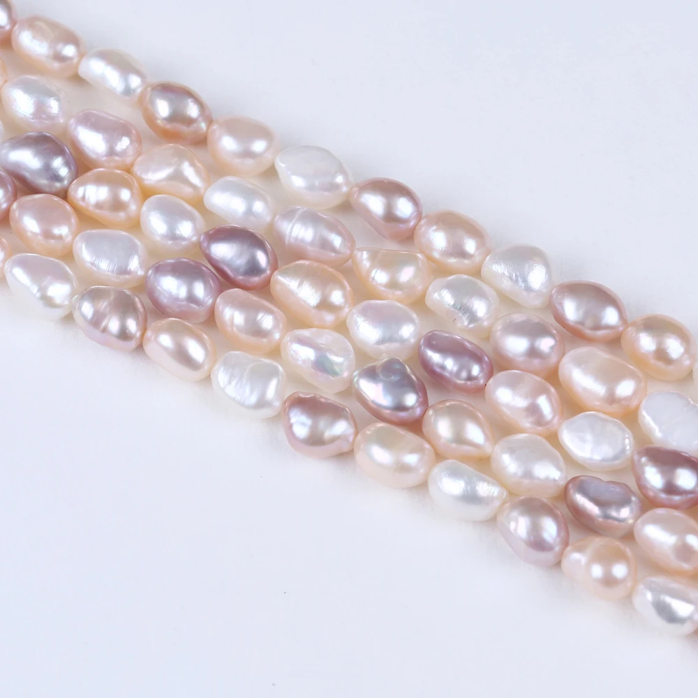 Бусины россыпью с пресноводным барочным жемчугом, 8-9 мм, цвет белый, розовый, фиолетовый, 16 дюймов