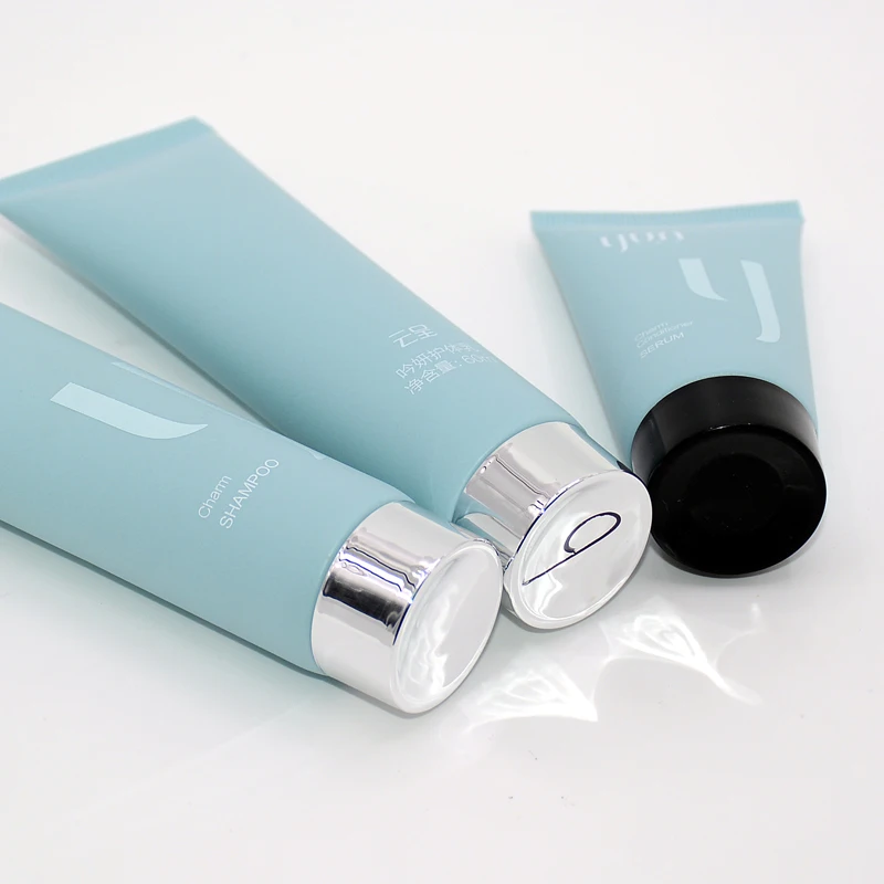 100ml Natural Skincare Packaging Textured Matte Finishing Empty Face Wash Tubes Cosmetic Plastic Tubes With Silver Screw Cap