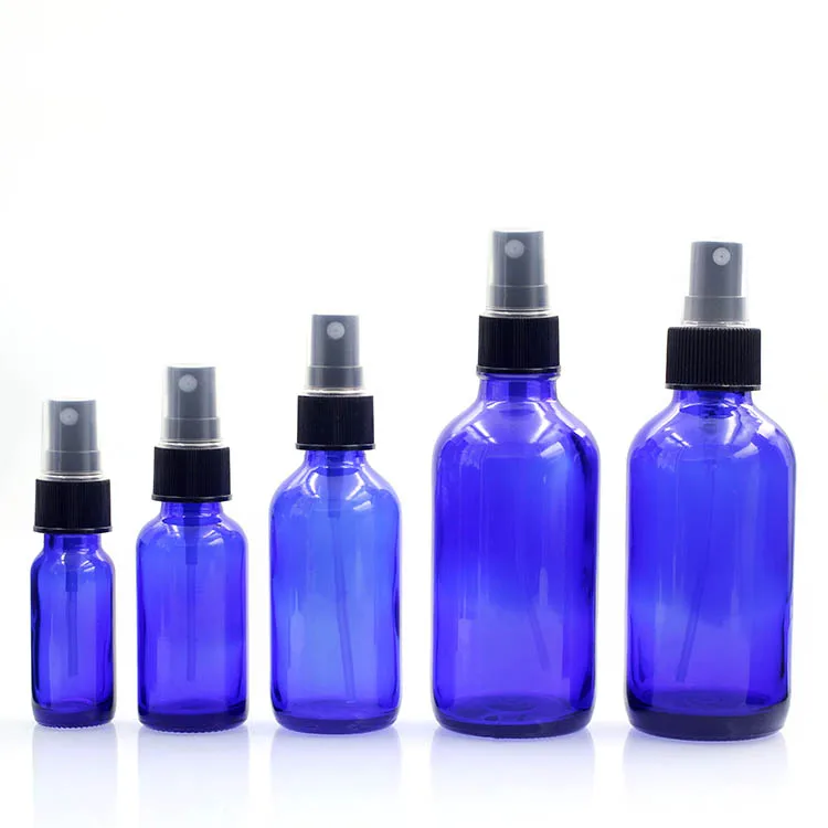 Penghuang 15ml 30ml 60ml Blue Boston Glass Pump Spray Bottle 2 Oz Boston Round Glass Dropper Bottle For Eye Oil
