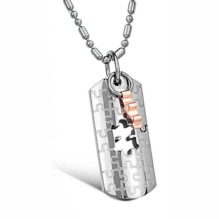 Marlary Stainless Steel Necklace For Men Women Chain Set For Couples Puzzle Pendant Necklace Couple Necklace