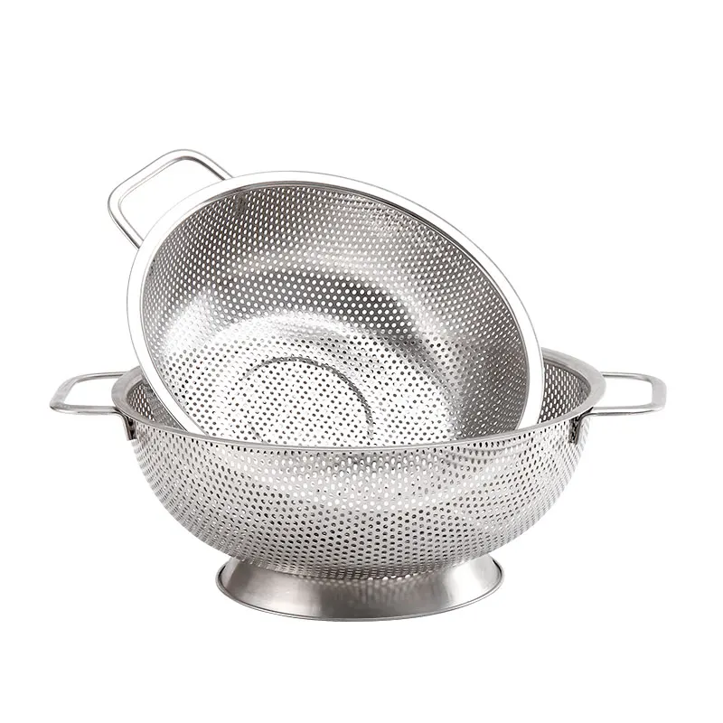 Stainless Steel Deep Footed Strainer Vegetable Basket Fruit Colander Used for Kitchen Sink