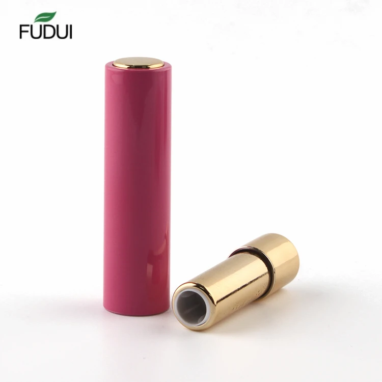 
FUDUI factory direct sales High quality color push type gold now round metallized fashion customize mini empty lipstick tube 