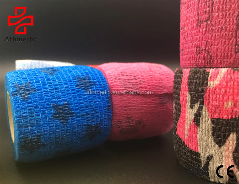 2021 Athmedic sport China printed Self Adhesive Bandage Printed Cohesive Compression Custom print cohesive bandage