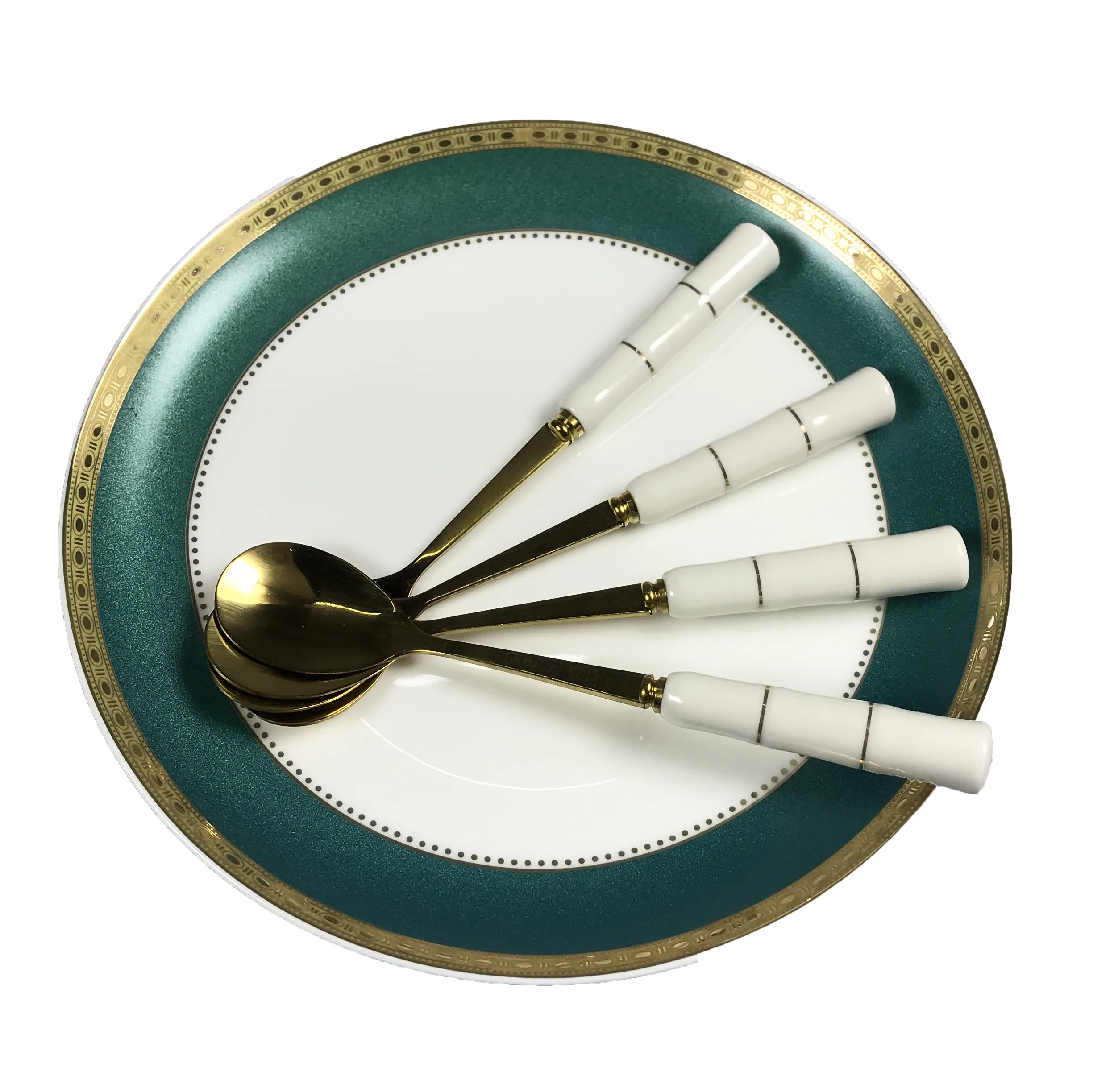 Eco Friendly Flatware Sets Fork Knife Spoons With Custom Ceramics Handle Cutlery Tableware Set For Western Food Dinnerware