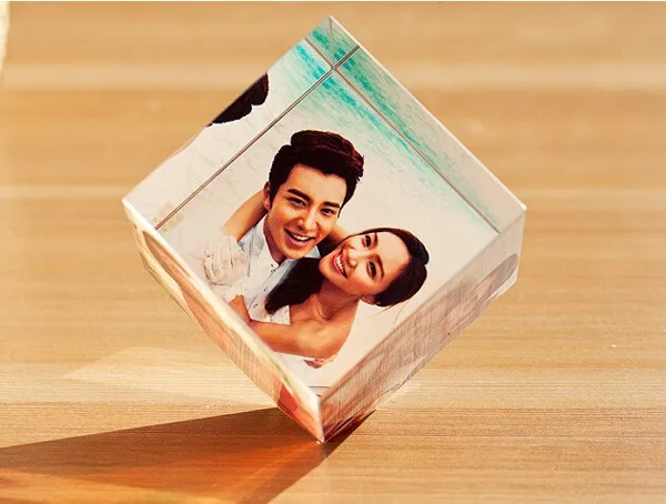 crystal glass photo cube for wedding favor