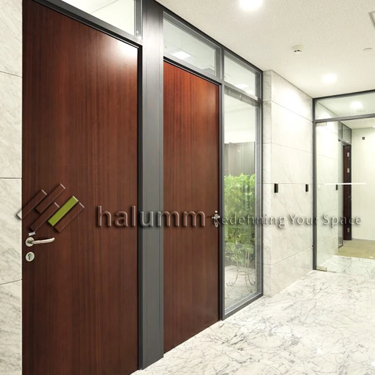halumm office partition Modular full height double glass and hotel door for partition wall