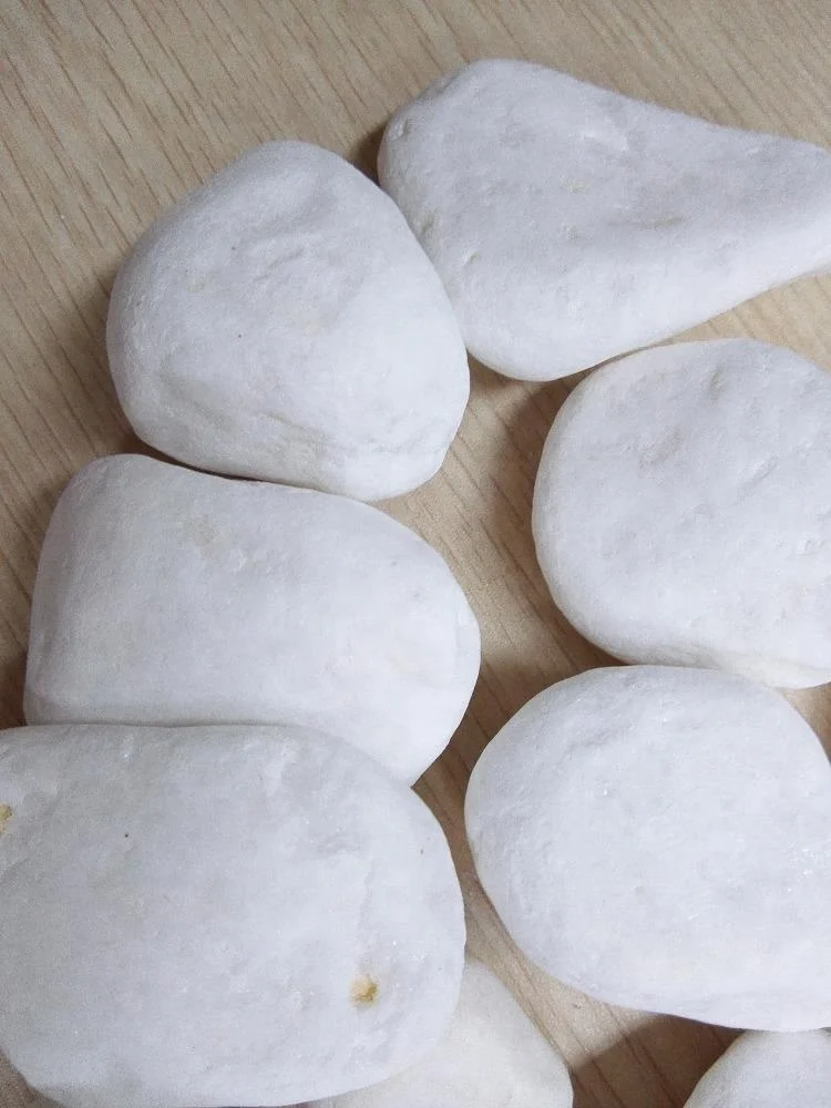 Landscaping polished machine made snow white pebbles stone for wholesale