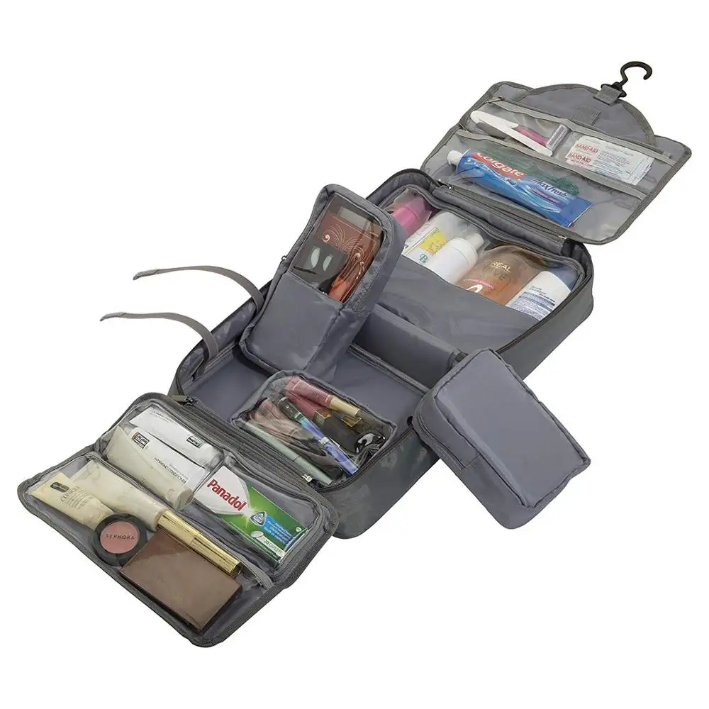 Wholesale 4 Sections Makeup Cosmetic Bag Custom Toiletry Bag With Removable Pouch