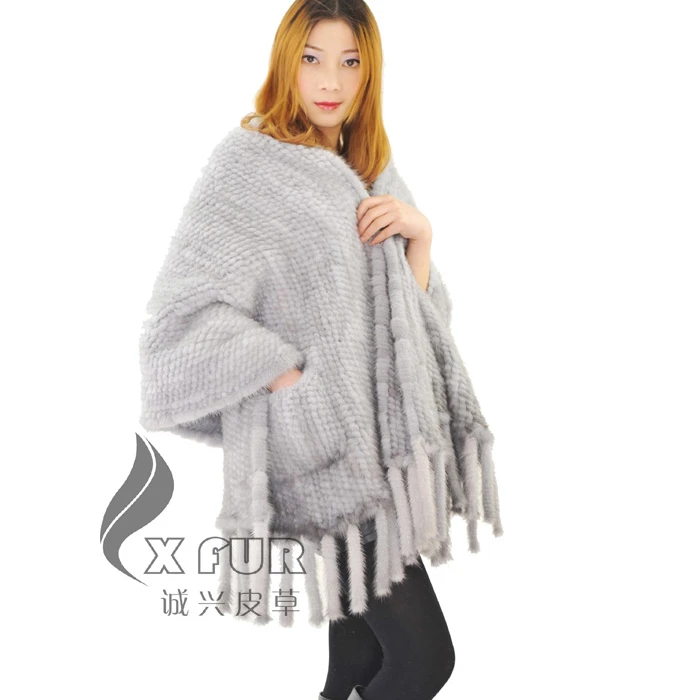 CX-B-M-25C Cheap Hot Sale Woman Winter Knitted Fur Stole wrap Fur Capes Mink Fur Shawls Of All Types