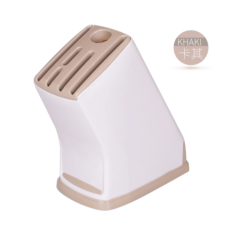 Kitchen Plastic Knife Block Knife Holder with Slots for Scissors and Sharpening Rod