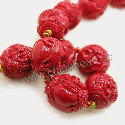 Hot sale hand carved stone beads, red coral jewelry