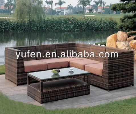 Ratan garden furniture L type sofa set