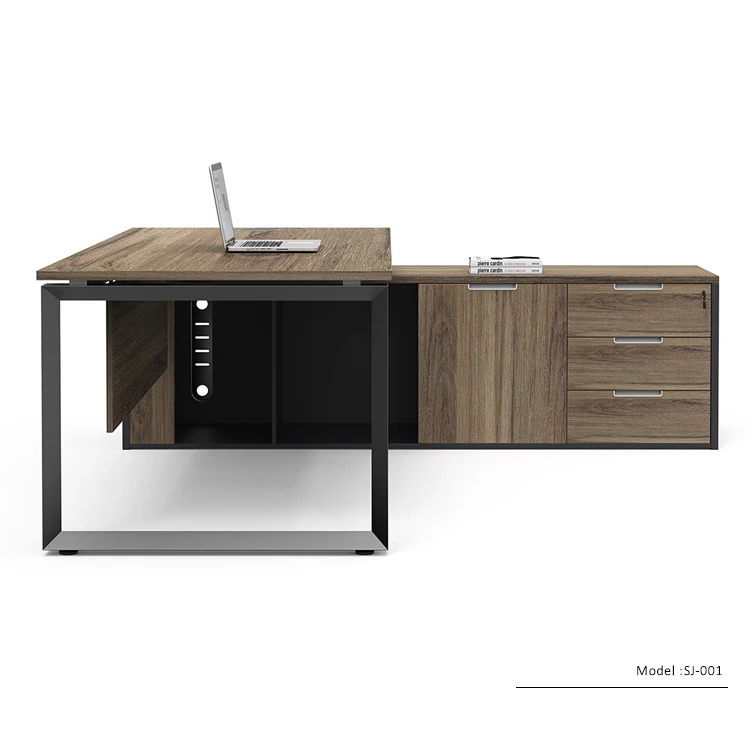 SJ-001 Trilateral Executive Office Desk with metal furniture leg office table
