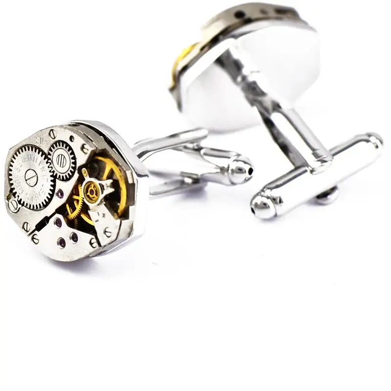 
high quality custom logo engraved blanks watch movement cufflink 