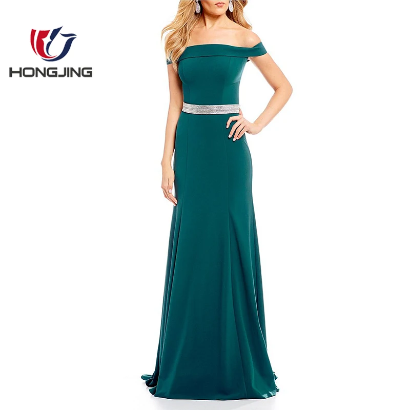 Женская одежда с открытыми плечами shouldertechno креповой ткани без рукавов обратно на молнии со съемным поясом из бисера небольшая поезд hemlong