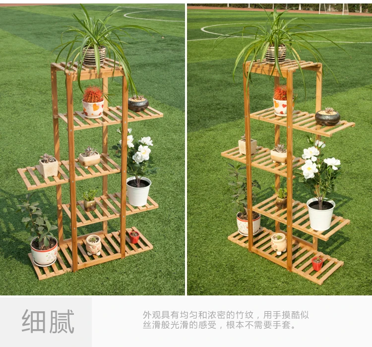 
BAMBKIN Bamboo 4-tier Flower Plant Pot Stand Four tier Multifunctional Ladder-Shaped Flower Shelf Rack Storage Shelves 