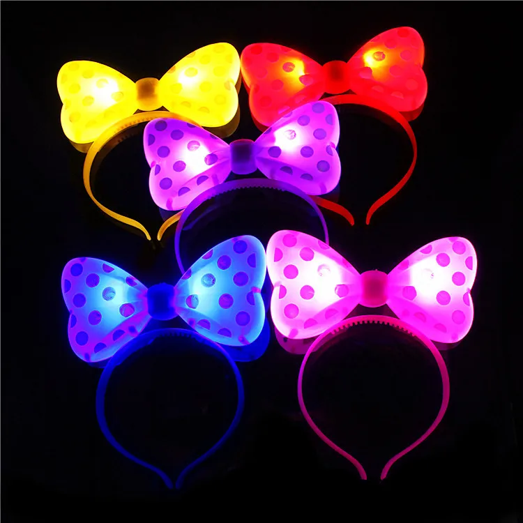 Glow LED Light Up Bow Hair Band  Bowknot Head Hopper Party Cosplay Headband