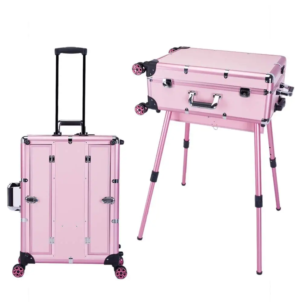 Big Type LED Multimedia Makeup Box Speakers professional large rolling trolley aluminum cosmetic case