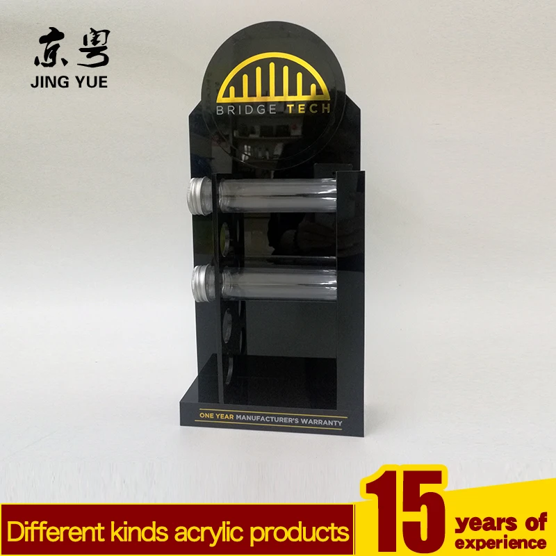 Factory custom black desk top pmma plexiglass acrylic testing tube display stand test tube holder acrylic test tube display rack