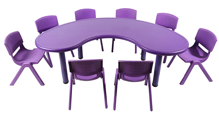 preschool furniture moon shape primary school nursery school plastic kids tables