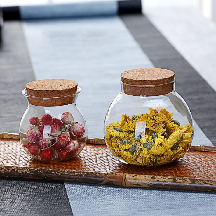 Multipurpose empty round large Clear Glass Storage Jar kitchen air tight food storage container set cookie candy jars glass