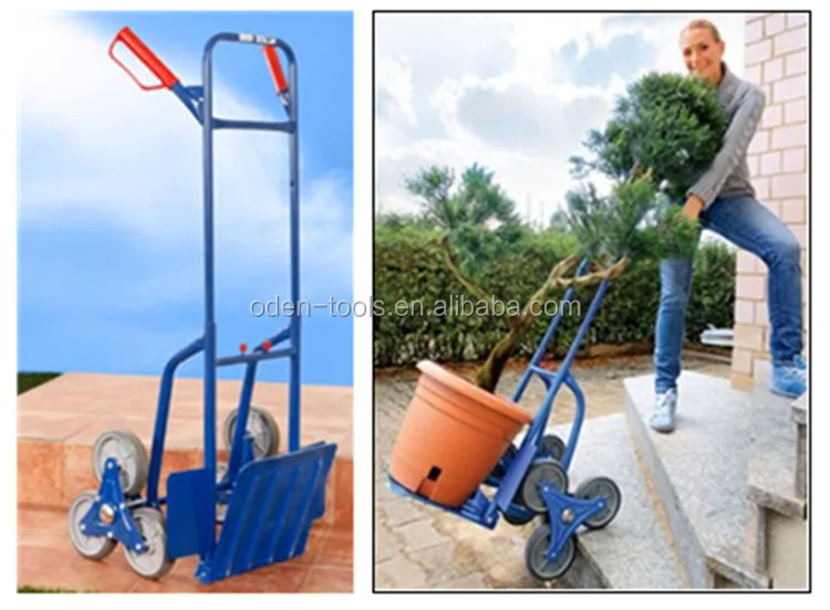 Six wheel hand trolley for climbing stairs