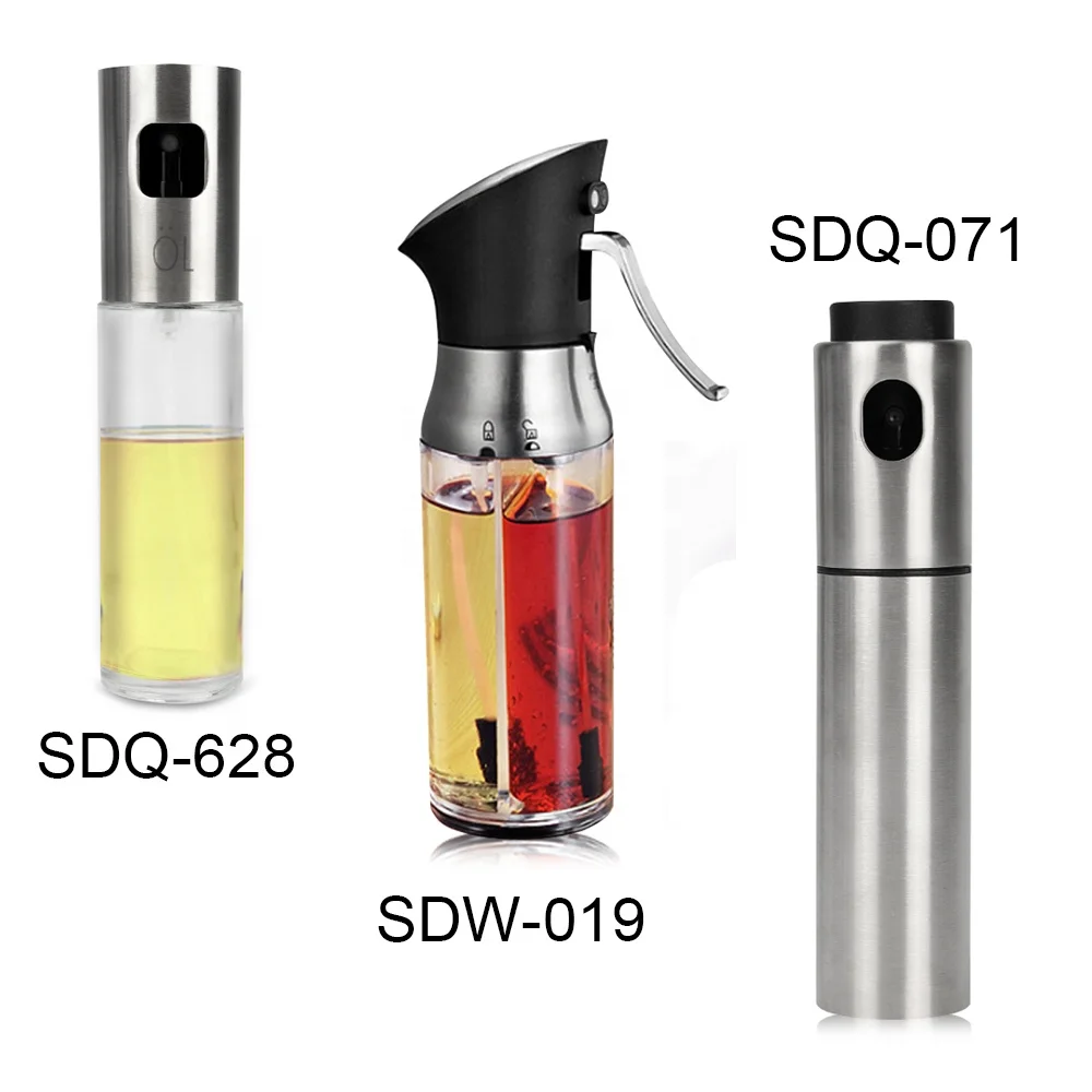 Kitchen BBQ Tools Portable Food Grade Glass Stainless Steel Pressure Mist Olive Dispenser Vinegar Bottle Oil Sprayer for Cooking
