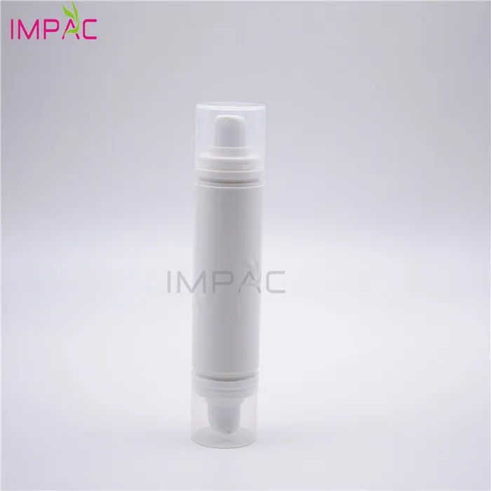travel pocket airless white cylinder dual chamber dispenser bottle for skin care gel