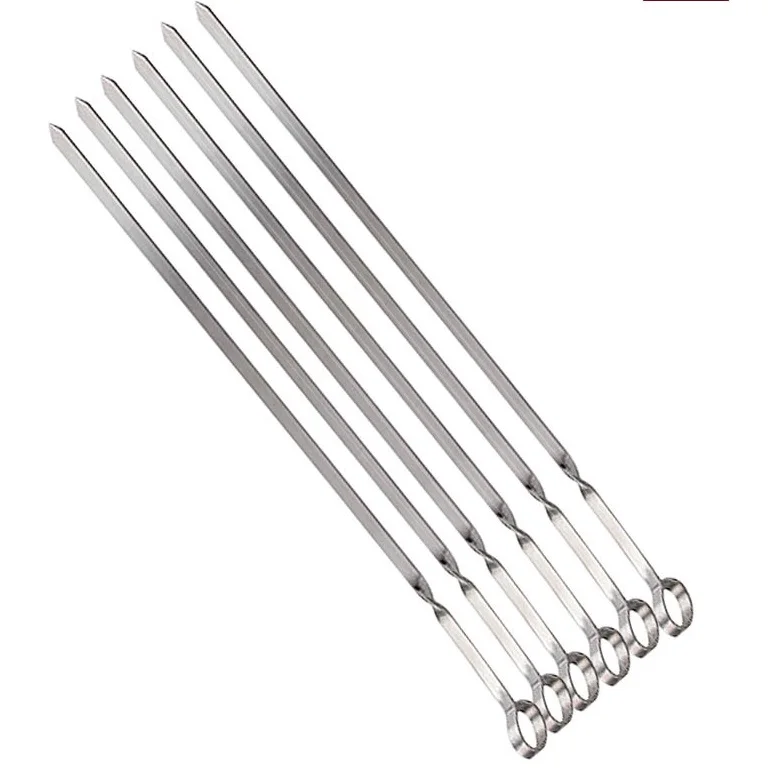 Stainless Steel Barbecue Skewers Kabob Skewers  Reusable BBQ Sticks