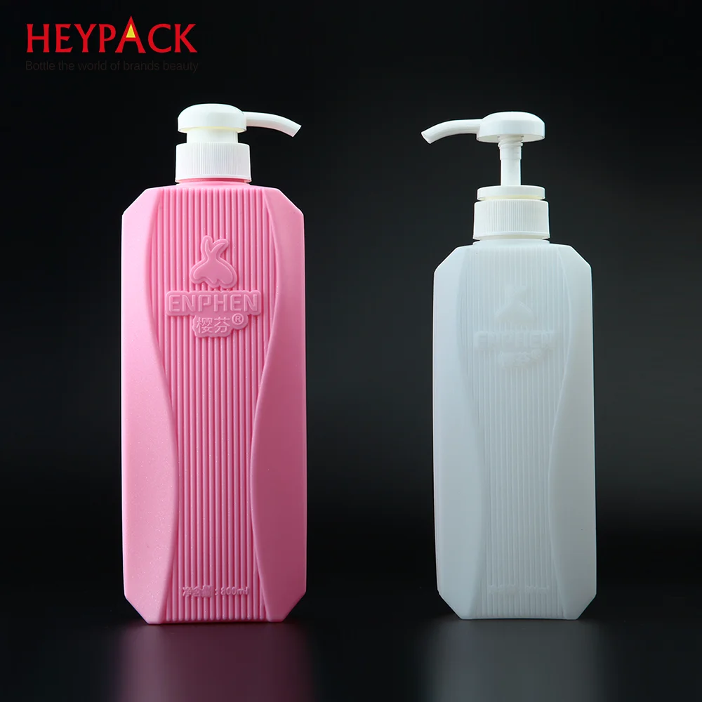 Customized Printing Unique 480ml and 750ml HDPE Bottle In Pink And White Color For Shampoo And Shower Gel Packing