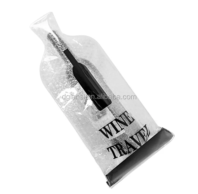 Reusable Wine Bottle Travel Protector - Bags with Double Air Bubble Cushion Inner Skin and Leak Proof