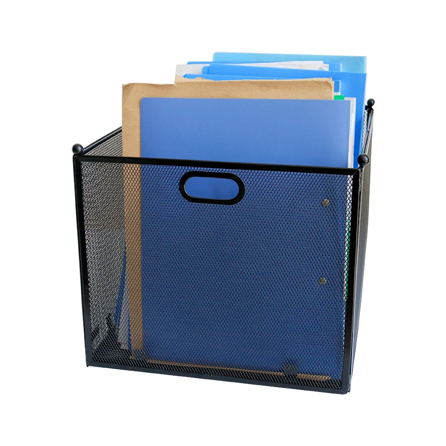 Wideny домашний офисный черный металлический Настольный складной органайзер для хранения одежды и документов сетчатый ящик для файлов папка органайзер для файлов