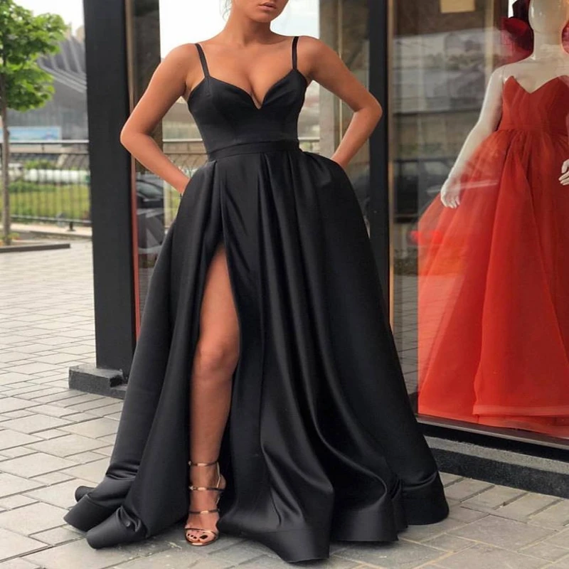 Hot Sale Evening Dresses with High Slit Royal Blue  Long Prom  Gowns