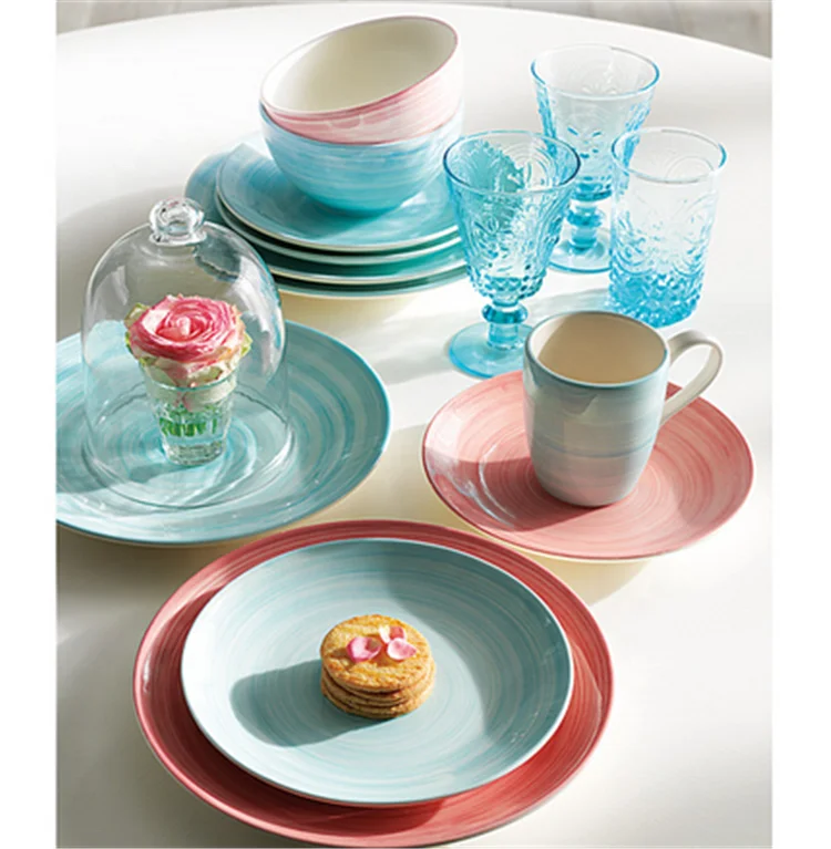 Hot selling High end fine turquoise retro porcelain hotel nordic dinnerware for banquet serving