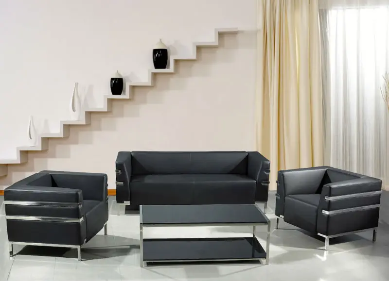 Oshujian living room Durable leather vip office couch waiting sofa set