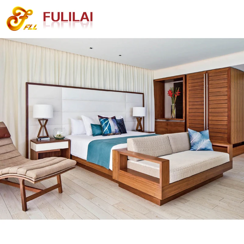 5 Star wooden hotel furniture bedroom set for sale (FLL-SK07)