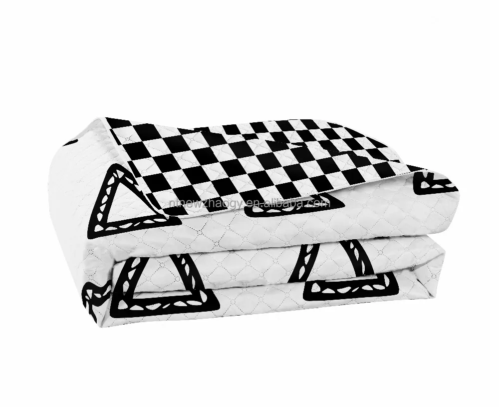 100% microfiber bedspread quilted bedspread black and white