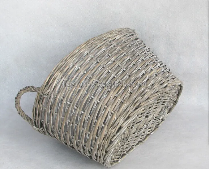 100%Handmade Plastic Lined Grey Wicker Baskets for Plants Wicker Flower Plant Pot