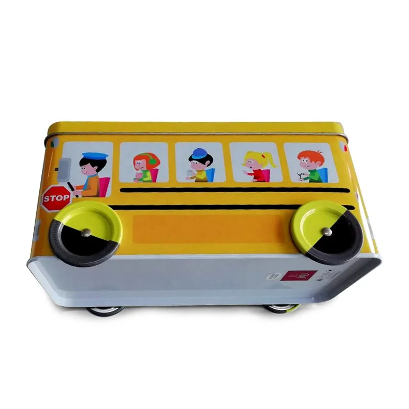 Custom Printed Bus Shape Piggy Bank Money Tin Box for Gift Each Tin Box in a Poly Bag, Proper Quantity Into an Exporter Carton.