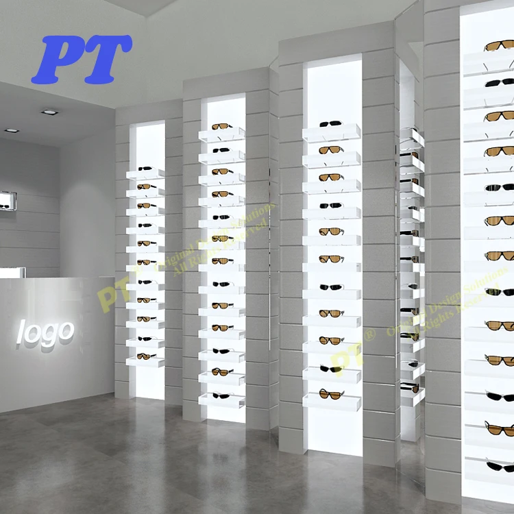 wood eyeglasses display showcase, wall mounted eyewear display rack, sunglasses display stands