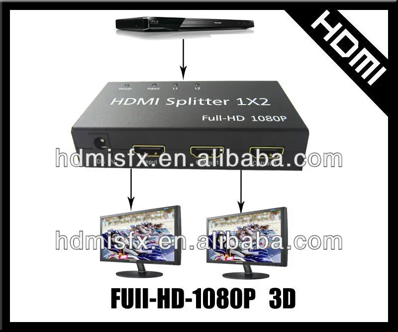 Мини 1x2 HDMI Splitter Поддержка 3D и ЦИК с 1080 P и HD