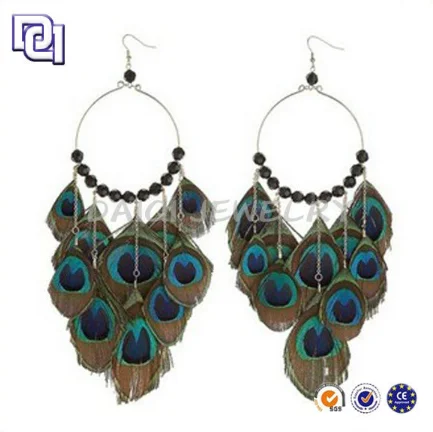 
2018 FASHION FEATHER EARRINGS,MAGNETIC CUFF PEACOCK FEATHER EARRINGS,CHARMING BIG HOOP EARRINGS FOR GIRL 