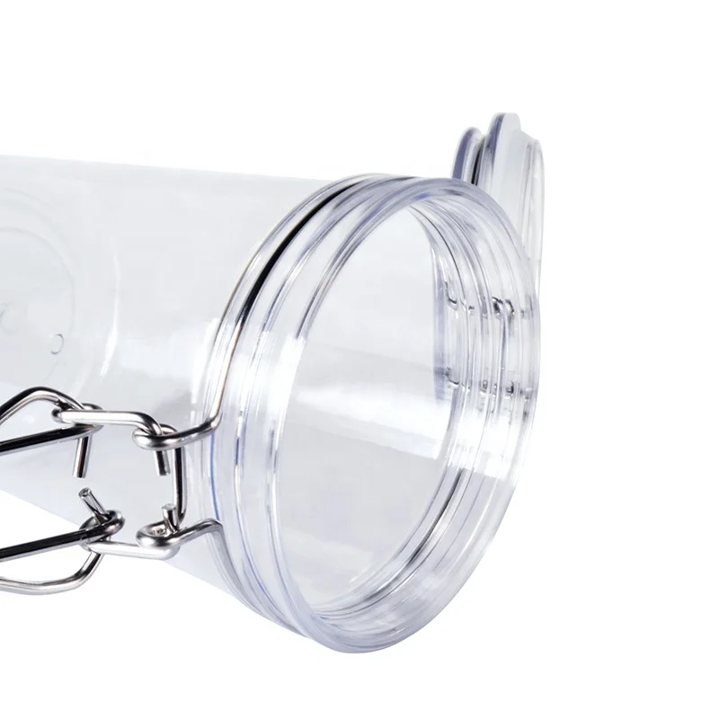 
Wholesale food storage container 40ml 60ml 120ml 150ml 200ml 250ml 550ml 1000ml air seal PET plastic kilner jar with metal lock 