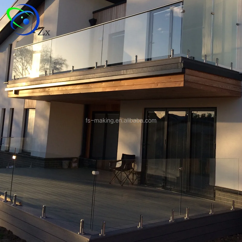 Curved frameless glass balcony balustrade with stainless steel inox spigot plinth /railing/Baluster/guardrail /fencing