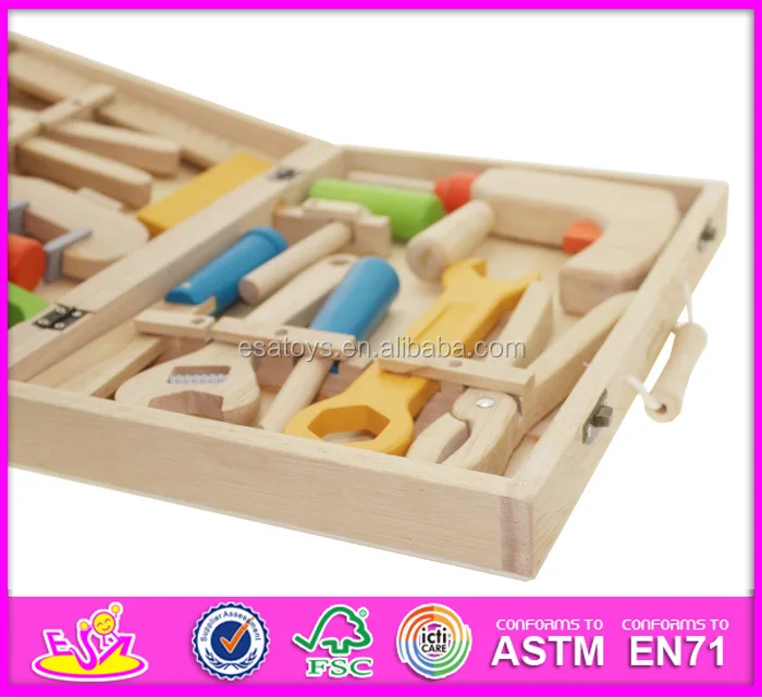 Hot sale preschool toy wooden kids tool kit best design diy wooden kids tool kit W03D018