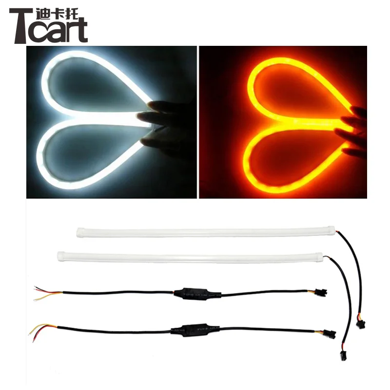  Гибкие неоновые дневные ходовые огни оптом водонепроницаемые 100% 12 В белого цвета для дневных ходовых огней и желтого поворотных