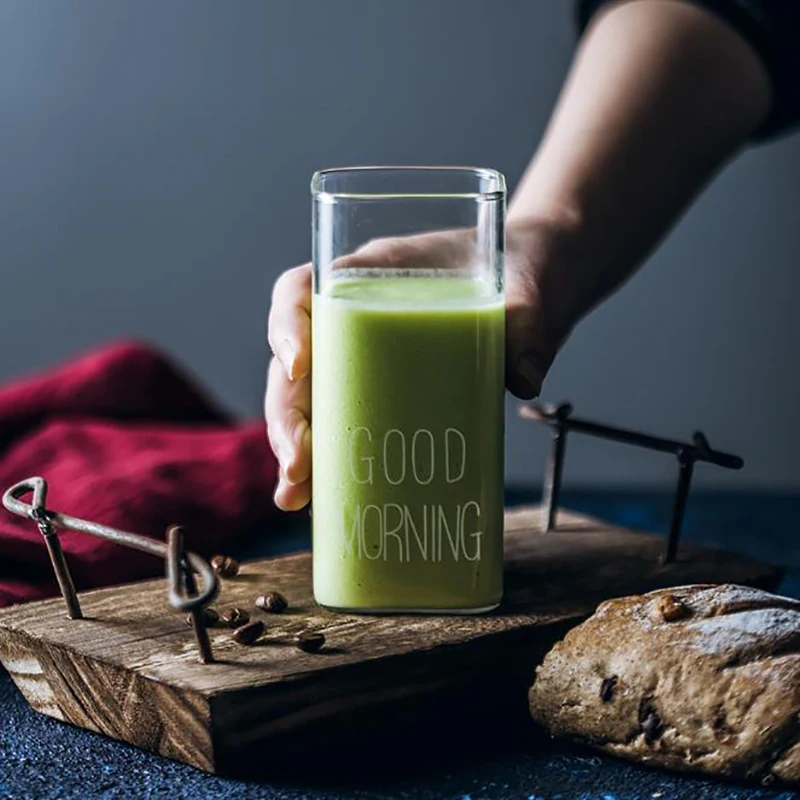 UCHOME Superior Quality Good Morning Breaskfast Borosilicate Glass Milk Cup